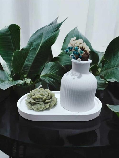 AYD Sunum Tabağı Takılık Süslük Dekoratif  Vazo & Biblo Kokulu Mum&Şamdan  %100 Soya Wax & Taş Tozu