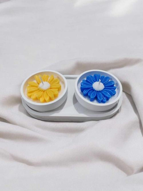 AYD Sunup Tepsi 2li Çiçek Model Doğal Mum Dekoratif Biblo Takılık Süslük