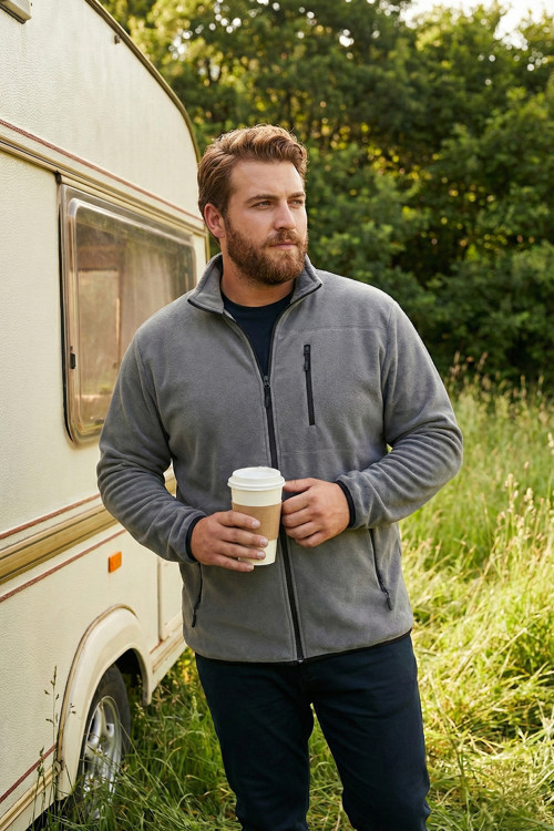 Regular Fit Dik Yaka Fermuarlı Büyük Beden Polar Erkek Hırka 5906028B GRİ