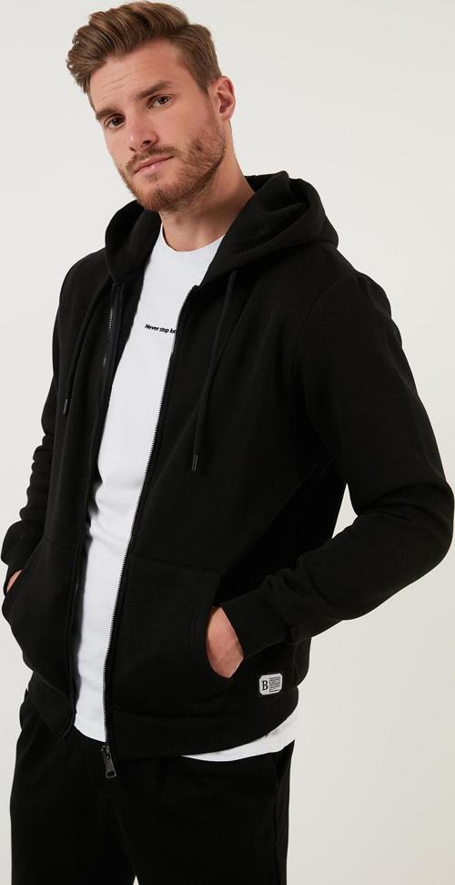 Slim Fit Kapüşonlu Fermuarlı İçi Tüylü Yumuşak Şardonlu Kışlık Erkek Sweat 5905340 SİYAH
