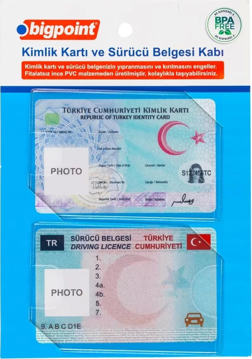 BP671B Kimlik ve Ehliyet Kabı Şeffaf 86x54mm 2'li Set