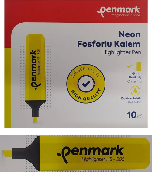 Fosforlu Kalem Neon Sarı Renk (10 Adet)
