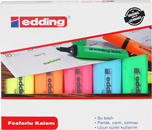 344 FOSFORLU KALEM SETİ 5 RENK