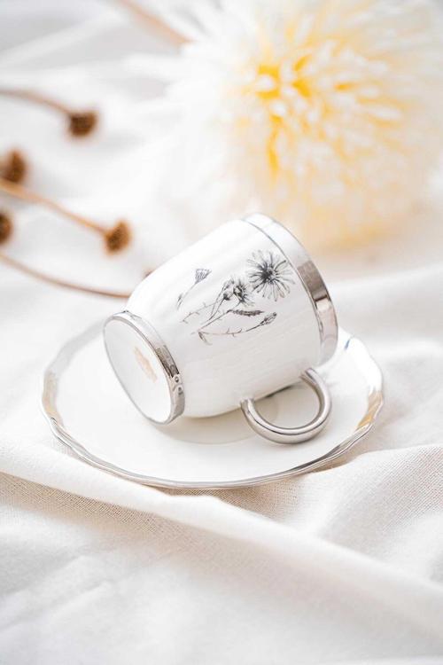 Melody 6 Kişilik Porselen Kahve Fincanı Takımı 90 ml 5142 Silver Model-1