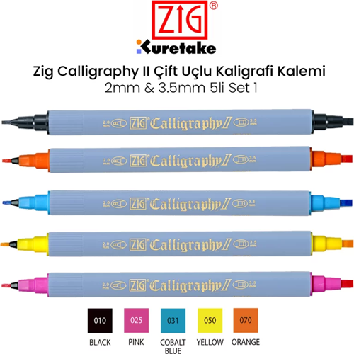 Calligraphy II Çift Uçlu Kaligrafi Kalemi 2mm & 3.5mm 5li Set 1
