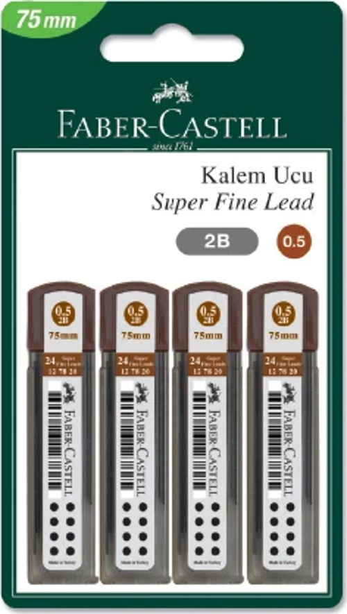 FABER-CASTELL KALEM UCU 0.5 2B 75mm 4LÜ BLİSTER (127520)