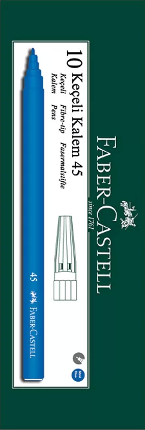 FABER-CASTELL 45 KEÇELİ KALEM MAVİ 10LU (155001)