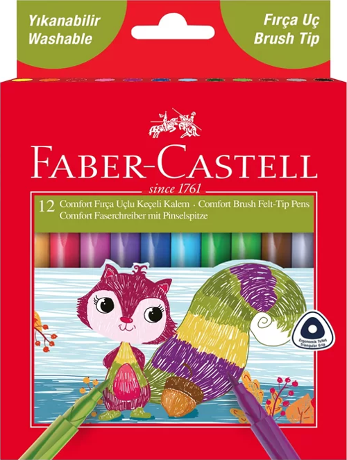 FABER-CASTELL COMFORT FIRÇA UÇLU KEÇELİ KALEM 12 RENK (155242)