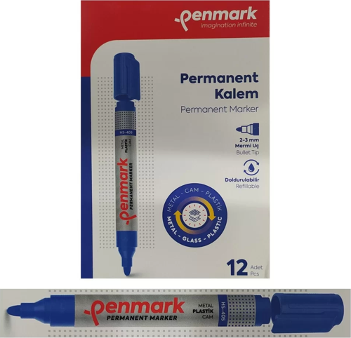 Permanent Marker Koli Kalemi Mavi Renk (12 Adet)