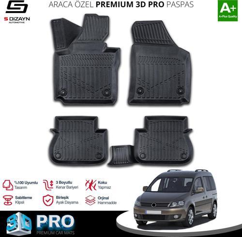 Volkswagen Caddy 3D Pro Havuzlu Paspas 2010-2015 A+ Kalite