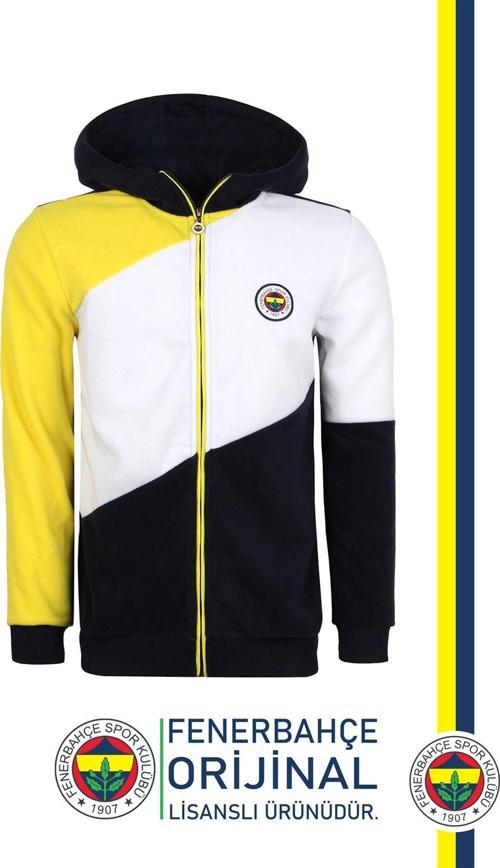 Orijinal Lisanslı Polar Sarı Lacivert  Kapüşonlu Sweat