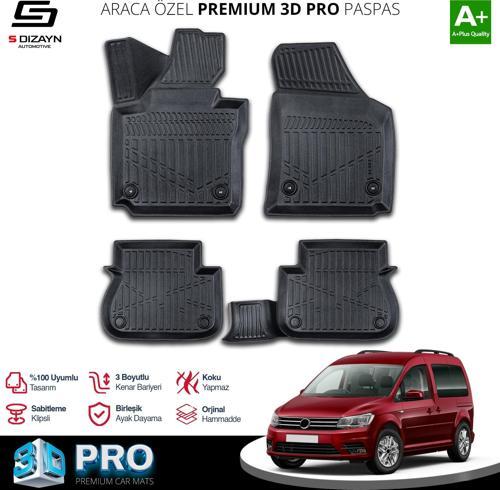 Volkswagen Caddy 3D Pro Havuzlu Paspas 2015-2020 A+ Kalite