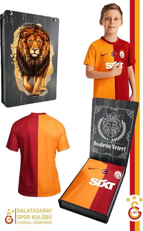 Orijinal Lisanslı 23-24 Parçalı Sarı Kırmızı Çocuk Forma Aslan Baskılı Hediyelik Kutulu