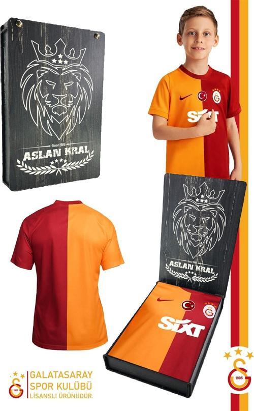 Orijinal Lisanslı 23-24 Parçalı Sarı Kırmızı Çocuk Forma Hediyelik Ahşap Kutulu