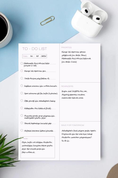 A5 Pastel Renkli Minimalist To Do List Notepad Planlayıcı Bloknot 50 Yaprak