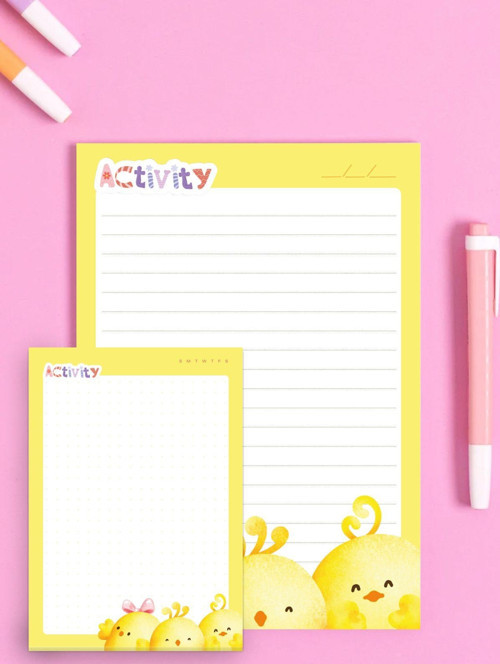 Sevimli Civciv Temalı Notepad Bloknot Defter Seti 50 Yaprak
