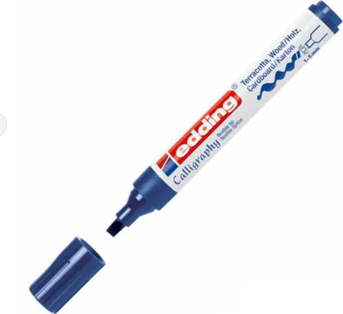 E-1455 KALİGRAFİ KALEMİ 5mm ÇELİK MAVİSİ