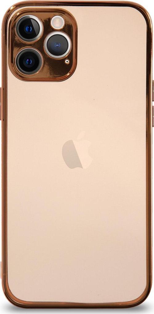 Apple iPhone 12 Pro Kılıf Renkli Şeffaf Kamera Korumalı Exclusive Silikon Kapak - Gold