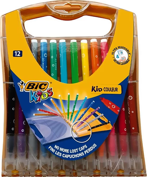 KİDS COULEUR YIKANABİLİR KEÇELİ KALEM 12 RENK PLASTİK KUTU (933964)