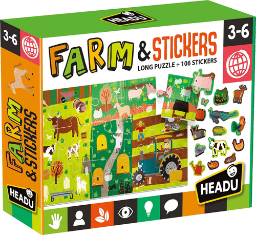 Headu Puzzle Farm & 106 Stickers (3-6 Yaş) MU-24926