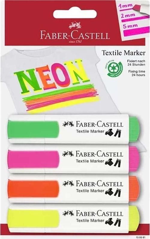 Faber Tekstil Markörü Neon Renk 4’lü