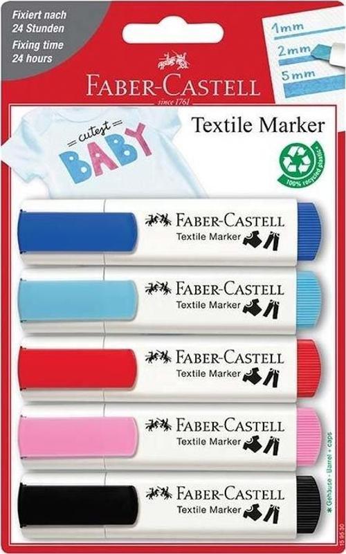 Faber Tekstil Markörü Pastel Renk 5’li