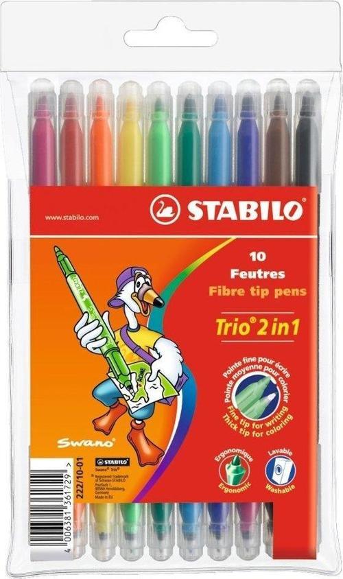 Trio 2in1 Çift Uçlu Keçeli Kalem 10 Renk 222/10-01