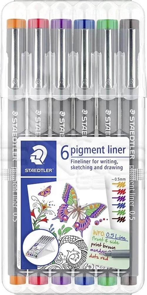 6 Pigment Liner Karışık Renk 0.5mm 6lı Set