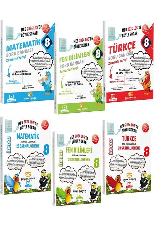 Sinan Kuzucu Yayınları 2024 Lgs 8.Sınıf Matematik,Fen Bilimleri,Türkçe Soru Bankası Ve Deneme Seti (6 Kitap)
