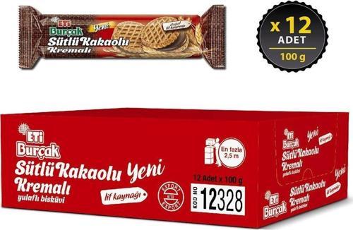 Burçak Sütlü Kakaolu Kremalı Yulaflı Bisküvi 100 G X 12 Adet