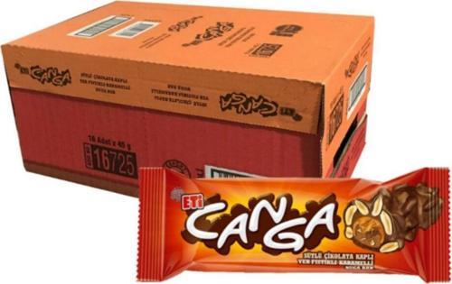 Canga Yer Fıstıklı Karamelli Çikolata Bar / 16 Adet / 45 Gr