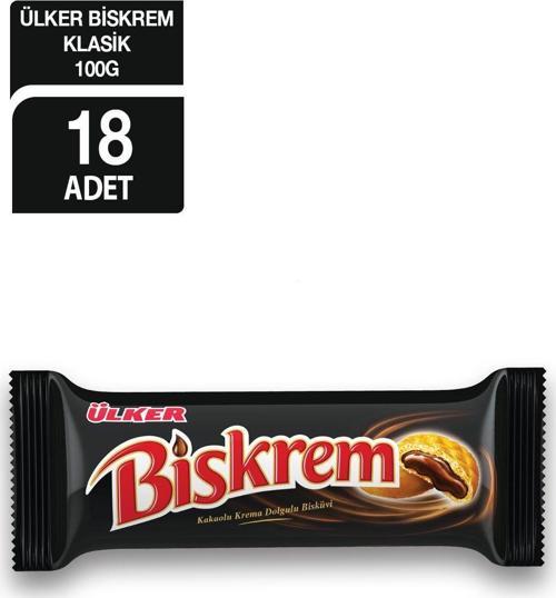 Biskrem Kakaolu Krema Dolgulu Bisküvi 100 Gr X18 Adet