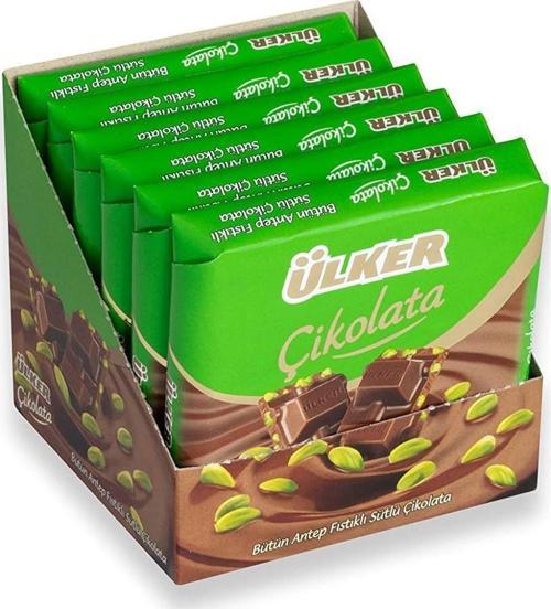 Bütün Antep Fıstıklı Sütlü Kare Çikolata 65G 6 * Adet
