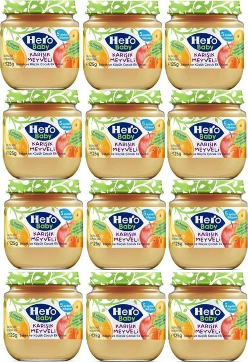 125 Gr Karışık Meyveli Kavanoz Mama 12 Adet