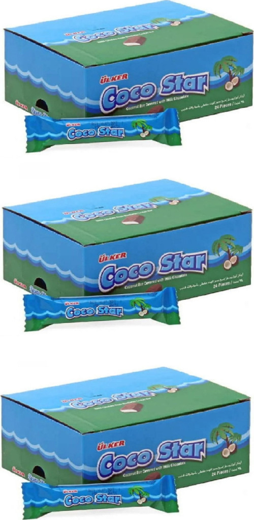 COCOSTAR Hindistan Cevizli Sütlü Çikolata Kaplamalı Bar - 25 gram - 72 Adet