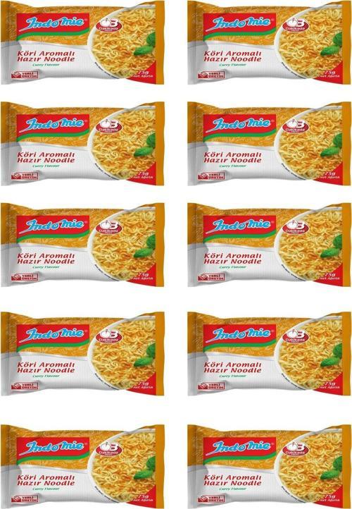10'Lu Köri Aromalı Hazır Noodle. Çin Çubuğu (Chopstick) Hediyeli.