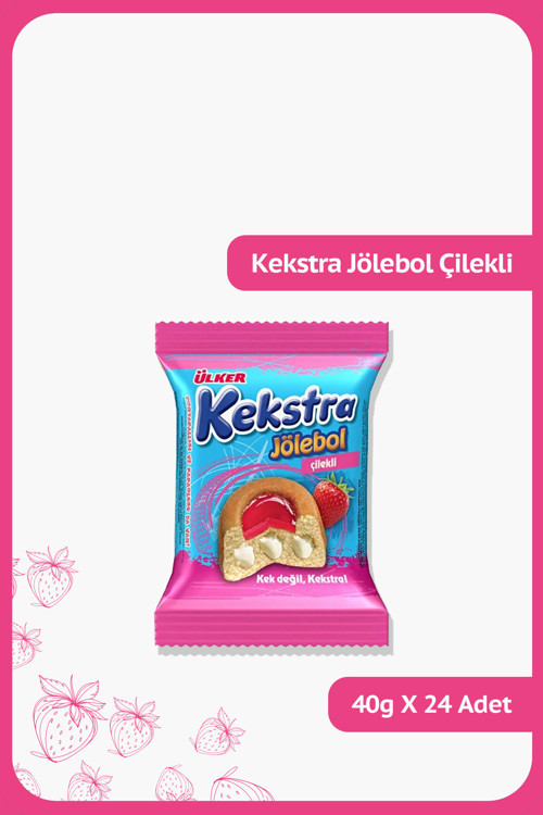 KEKSTRA Jölebol Çilekli Kek - 40 gram - 24 Adet