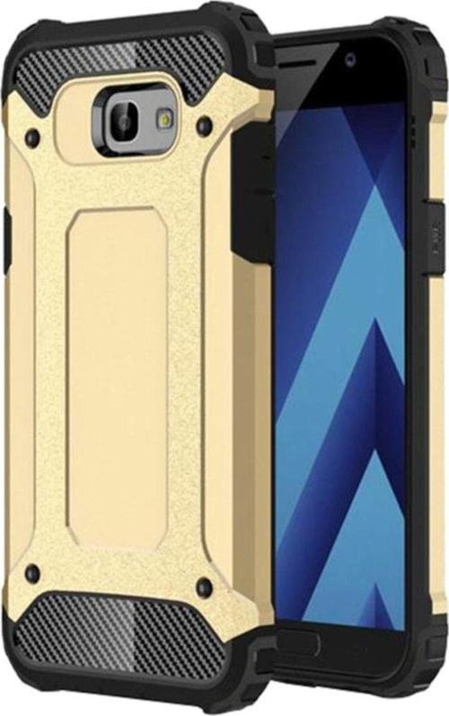 Samsung Galaxy A7 2017 Kapak Çift Katmanlı Zırh Tank Kılıf - Gold