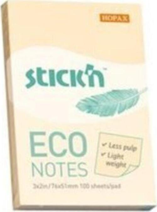 Hopax Stıckn Yapışkanlı Not Kağıdı 100 Yaprak 76x51 Mm Eco Patel Sarı