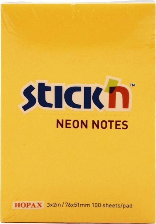 Hopax Stıckn Yapışkanlı Not Kağıdı 100 Yaprak 76x51 Mm Fosforlu Turuncu