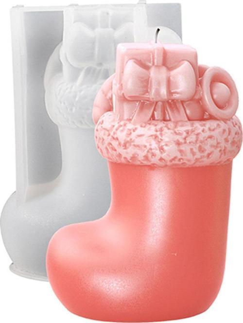 Silikon Kalıp Dekoratif Yılbaşı Kar Ayakkabı Çorap Noel Dekorasyon Mum Kalıbı 10.4X7.1 CM