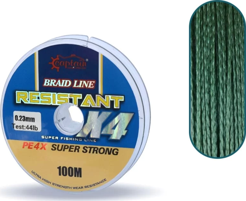 Resistant PE 4 Kat İp Misina 100mt Yeşil 0.23 mm