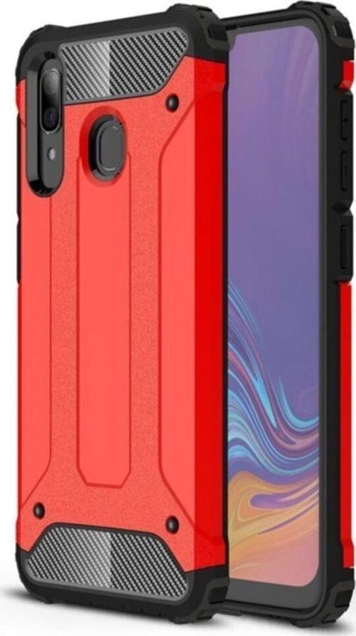 Samsung Galaxy A30 Kapak Çift Katmanlı Zırh Tank Kılıf - Kırmızı