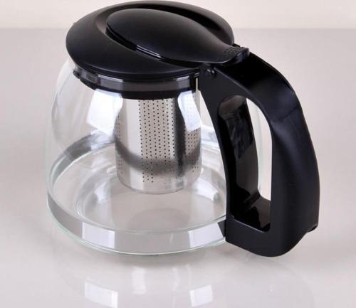 1500 Ml Çelik Süzgeçli Cam Demlik Siyah 7488