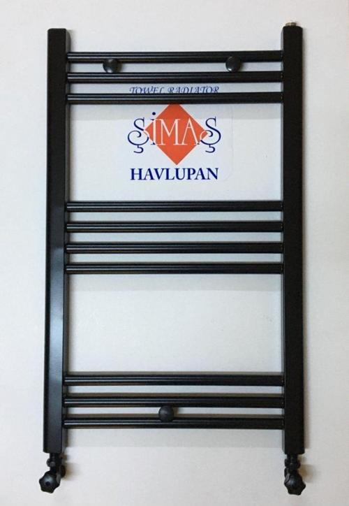 Simaş Havlupan 600 x 800 Siyah 10 Borulu Havlupan 2 Adet Radyatör Vanası Mat Siyah