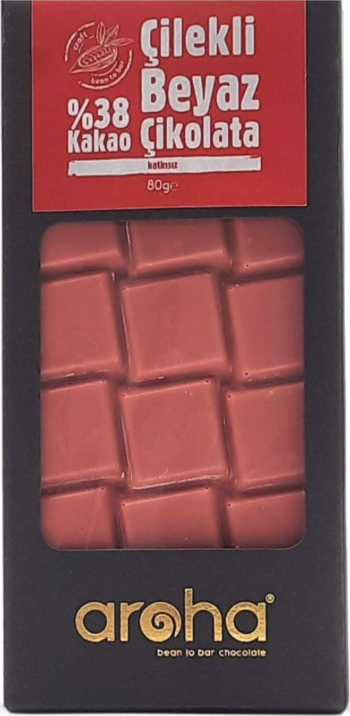 Çilekli Beyaz Çikolata 80 Gr