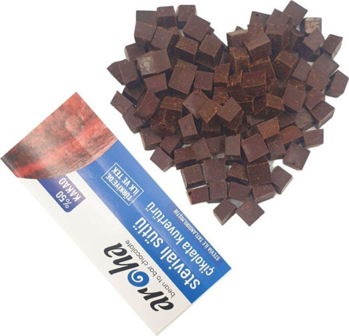 Şekersiz Stevialı Sütlü Çikolata Kuvertürü 500 Gr X 2 Adet