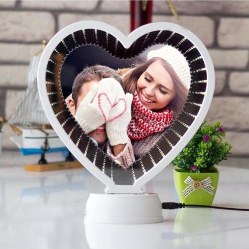 Kişiye Özel Fotoğraflı Kalpli Gizli Ayna - Sevgiliye Özel