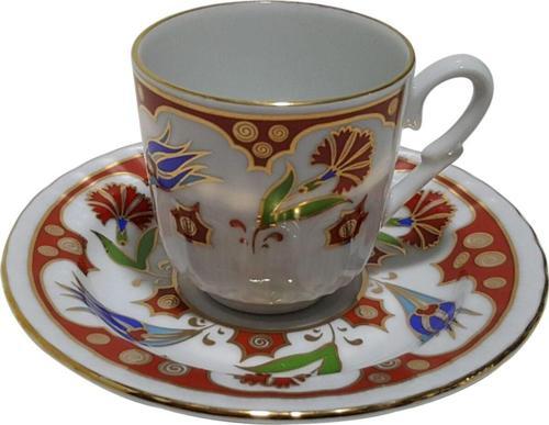 Ar 687 Kırmızı Karanfil Altın Yaldızlı 6 Lı Fincan Takımı