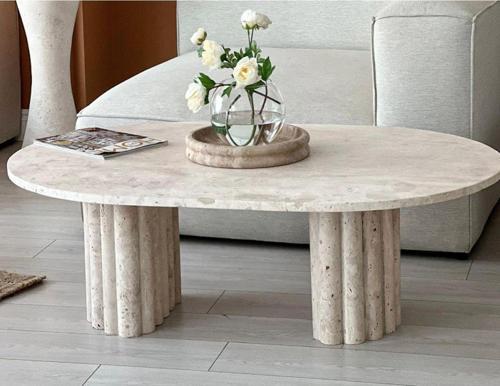 Miarik Design Mermer Traverten Bery Orta Sehpa